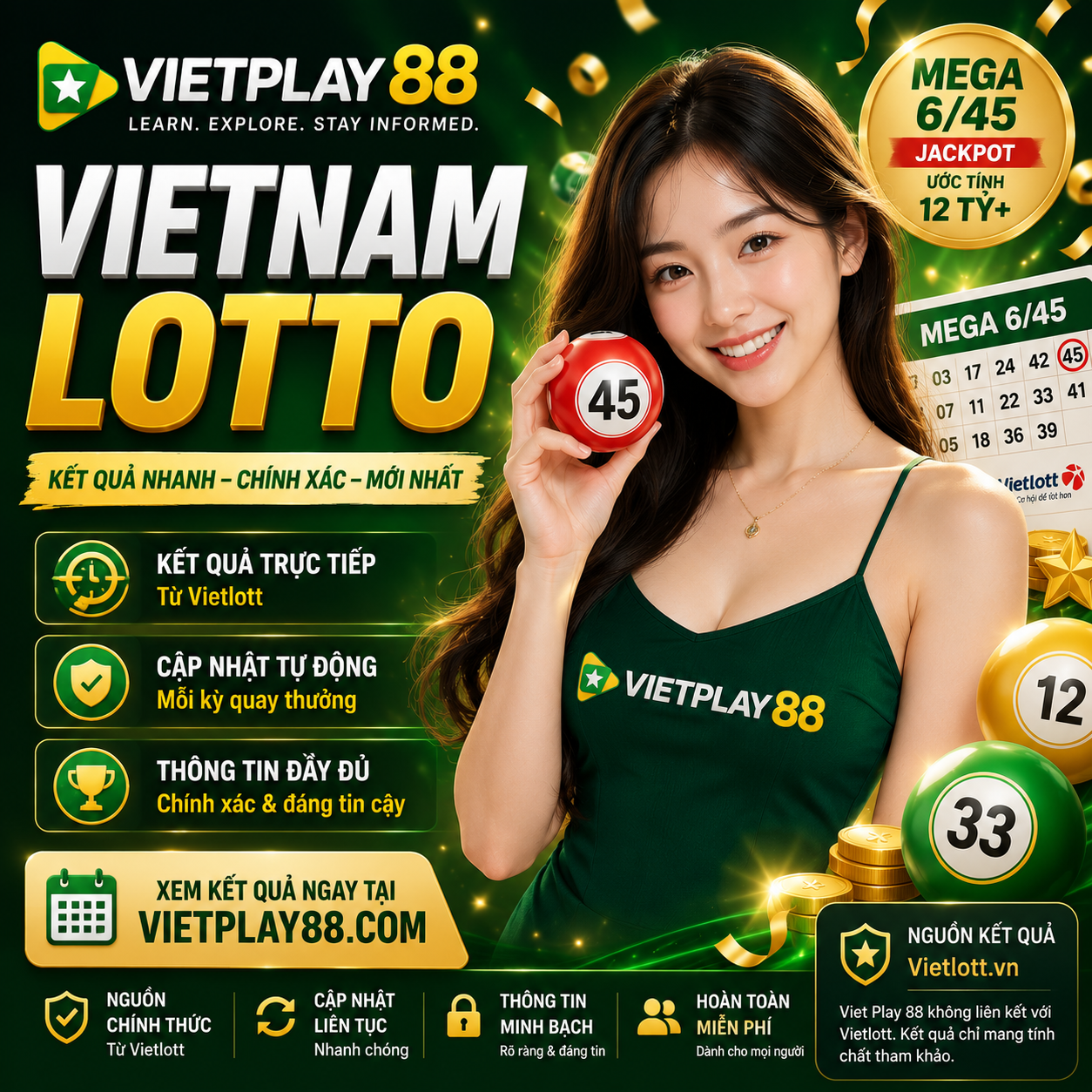 Vietnam Lotto results — view updated Vietlott draw numbers on Viet Play 88