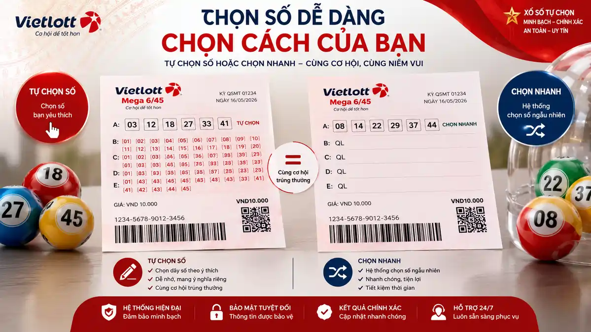 Lottery ticket showing manually selected numbers alongside a Quick Pick ticket for comparison.